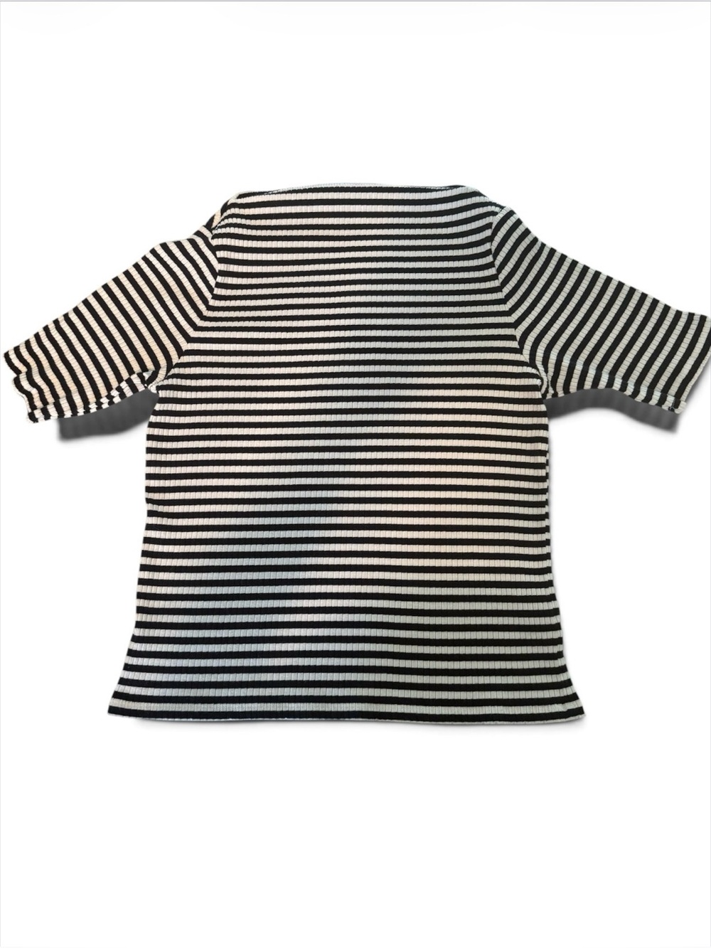 Old Navy XL Black White Striped Ribbed Boat Neck Top NWOT